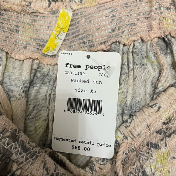 Free People Washed Sun Floral Smocked Tube Top Size XS - Picture 7 of 9